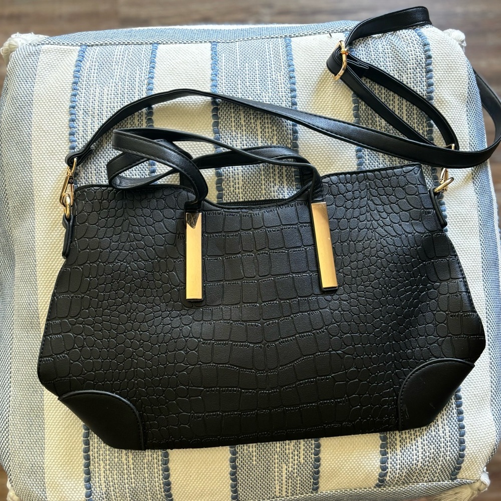 Black Purse with Gold Accents